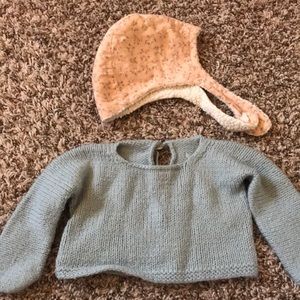 Knitted baby sweater + hat